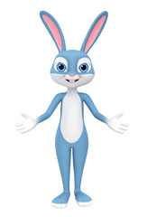 Happy Easter bunny isolated on white background welcome. 3d render illustration.