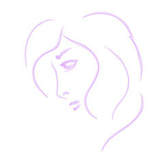 The outline of the girl in the profile is stylized as watercolor