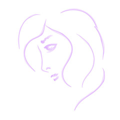 The outline of the girl in the profile is stylized as watercolor