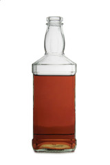 Glass with brandy and whiskey on white background