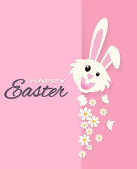 Fototapeta premium Very Happy Easter,rabbit and flowers,paper art
