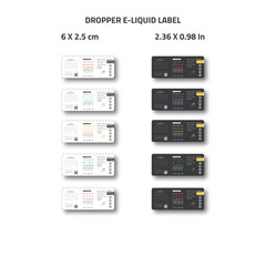 Dropper e-liquid label for brand identity of e-juice vapor product