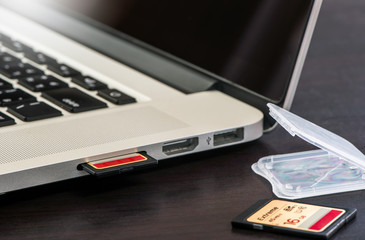 SD card inserted into laptop