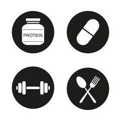 Bodybuilding icons set