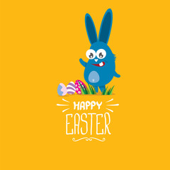 Obraz na płótnie Canvas vector happy easter greeting card with funny bunny