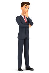 Businessman thinking isolated on white background. 3d render illustration.