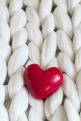 Red heart on woolie blanket