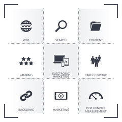 SEARCH ENGINE MARKETING ICON SET