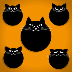 Scary Little Cats with Whiskers Halloween Icons