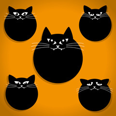 Obraz premium Scary Little Cats with Whiskers Halloween Icons