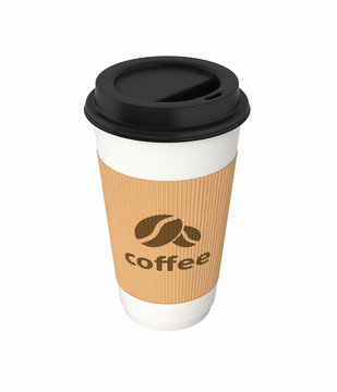 Coffee cup without shadow on white background 3d