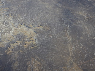 Aerial view of the natural wonders of the American land. Photo taken from the plane.