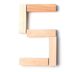 Alphabetic letter S, from wooden blocks