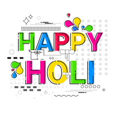 Happy Holi Religious India Holiday Traditional Celebration Greeting Card Flat Vector Illustration
