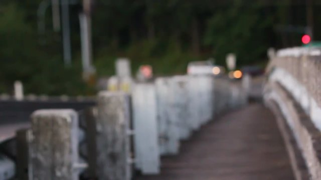 blurred wooden bridge and intersection