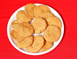 Delicious Tasty and Yummy Indian Mathari made with fine wheat flour, a traditional snack of Indian homes.