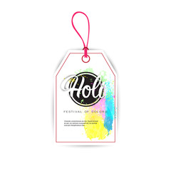 Happy Holi Religious India Holiday Traditional Celebration Tag Flat Vector Illustration