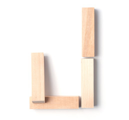 Alphabetic letter J, from wooden blocks