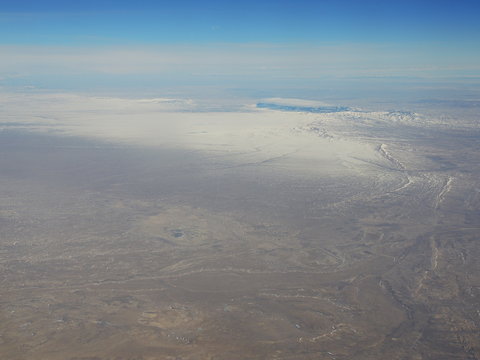 Aerial view of the natural wonders of the American land. Photo taken from the plane.