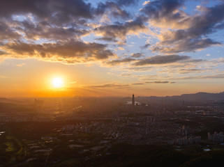 Evening sun and buildings in Seoul,Korea