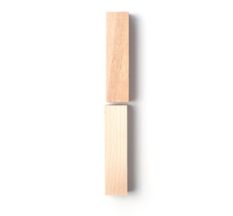 Alphabetic letter I, from wooden blocks