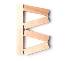 Alphabetic letter B, from wooden blocks