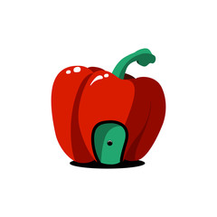 Red Pumpkin House Logo Symbol Illustration