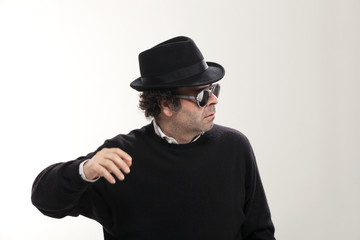 Man with a black hat