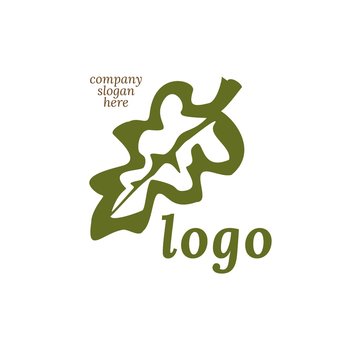 Green leaf / Oak - VECTOR. Business icon for the company. Logo and label for any use trading / products / eco / symbol / bio. Illustration.