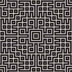 Geometric Ethnic Background with Symmetric Lines Lattice. Vector Abstract Seamless Pattern.