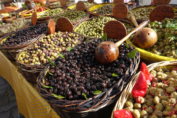 étalage d'olives