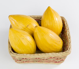 Canistel Egg Fruit in a bamboo basket