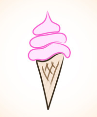 Raspberry Ice Cream Icon. Vector Illustration, eps 10