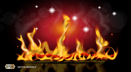 Digital Vector Abstract hot Fire flames Background. Ready for product placement and infographic, poster, ads, print or magazine