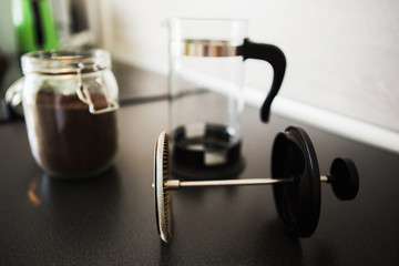 Making coffee in the kitchen of the house