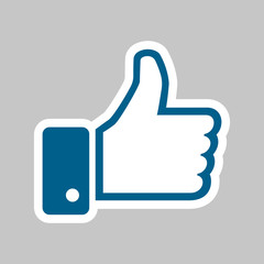 Like icon vector illustration isolated on grey background. Finger up symbol.
