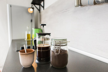 Making coffee in the kitchen of the house