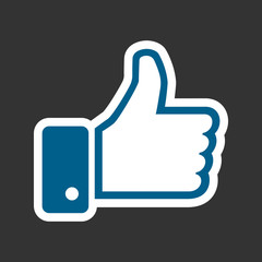 Like icon vector illustration isolated on black background. Finger up symbol.