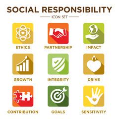 Social Responsibility Solid Icon Set