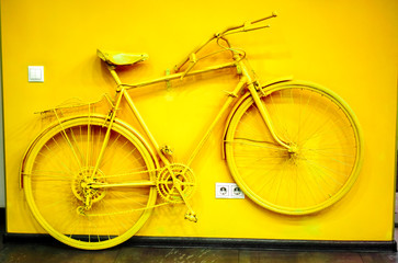 vintage bicycle on decorative house wall