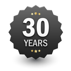 30 YEARS Black Vector Icon with Stars