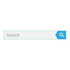 Search bar field. Vector interface element with search button. Flat vector illustration on white background.