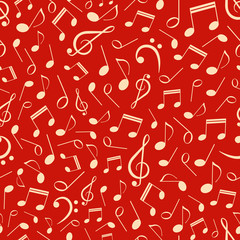 Musical seamless pattern with notes