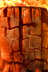 wood in fire, detail