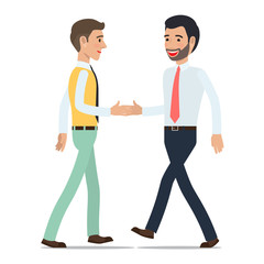 Businessmen Shaking Hands at Meeting Flat Vector