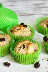 Irish Soda Bread muffins with raisins, selective focus