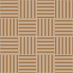 Vector abstract geometric seamless pattern. Weaving textile fabric with brown and beige crossed straight lines. Checked background texture in linear arrangement.
