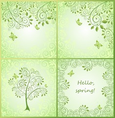 Spring green decorative floral cards
