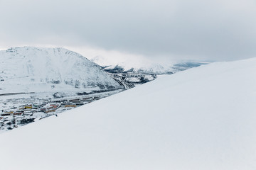 Ski resort Slope Hibiny, Kirovsk, Kola Peninsula, Russia.