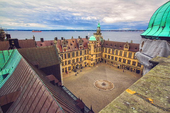 Courtyard of Kronborg castle, Denmark